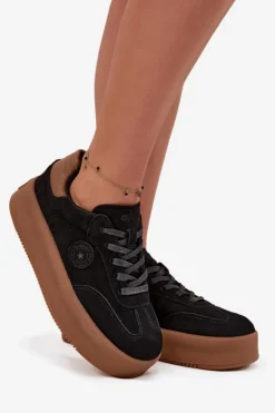 Online Big Star Shoes Sneakersy Damskie Na Platformie Big Star SS274761 Czarne Czarny