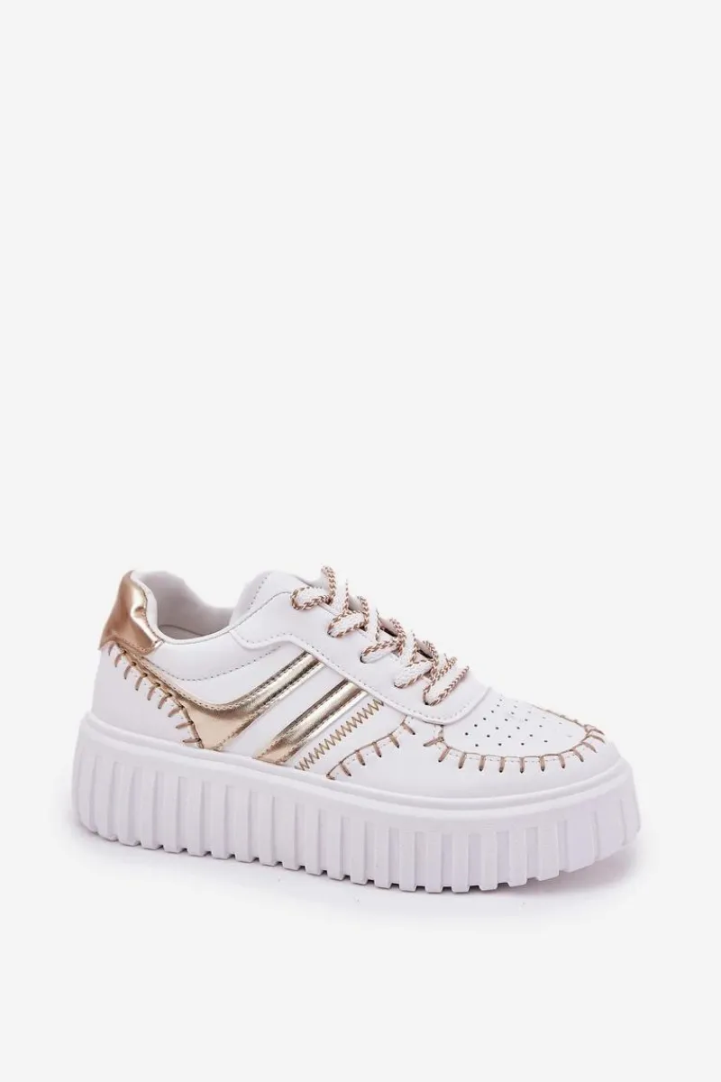 Outlet Boto Sneakersy Damskie Na Platformie Złote Ofenale