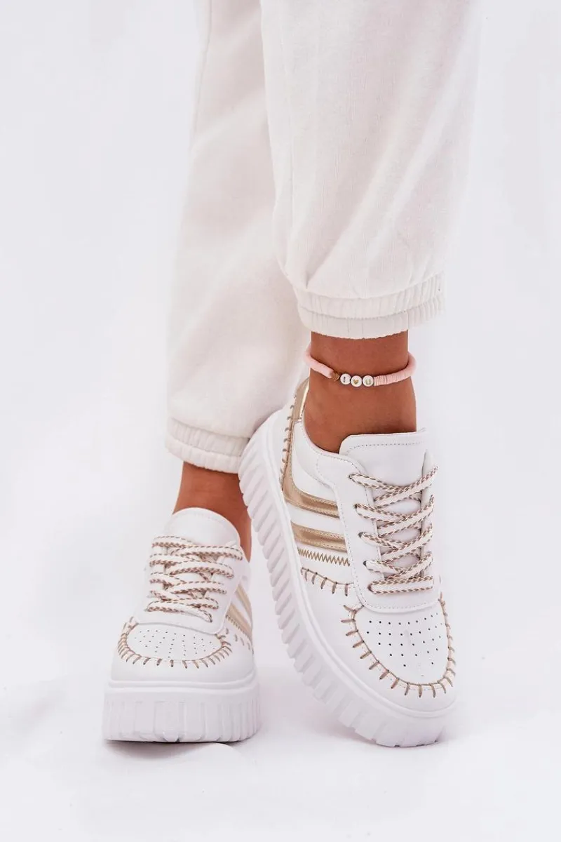 Outlet Boto Sneakersy Damskie Na Platformie Złote Ofenale