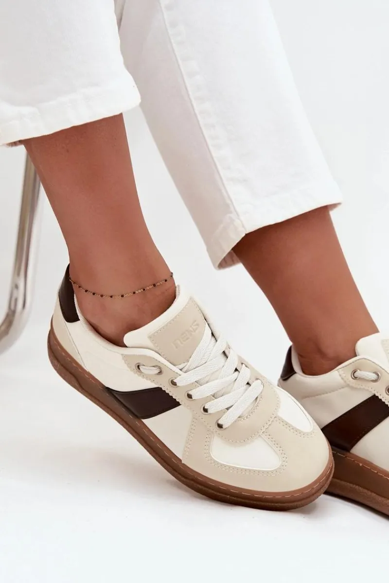 Outlet Boto Sneakersy Damskie Na Platformie Beżowe Galivina