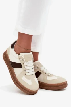 Outlet Boto Sneakersy Damskie Na Platformie Beżowe Galivina