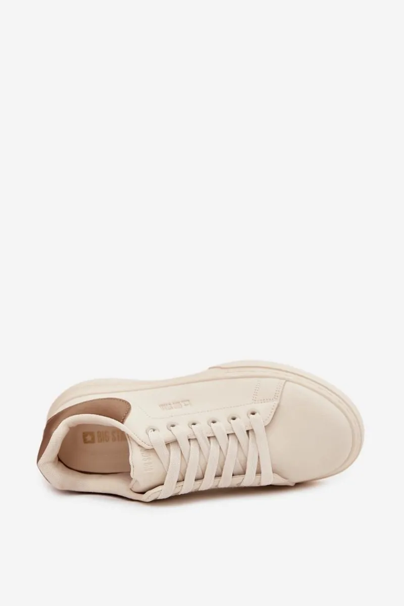 Sneakersy Damskie>Big Star Shoes Sneakersy Damskie Na Platformie Big Star SS274246 Jasnobeżowe Beżowy