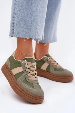 Buty Sportowe Na Platformie|Sneakersy Damskie>Boto Sneakersy Damskie Na Platformie Zielone Dovina