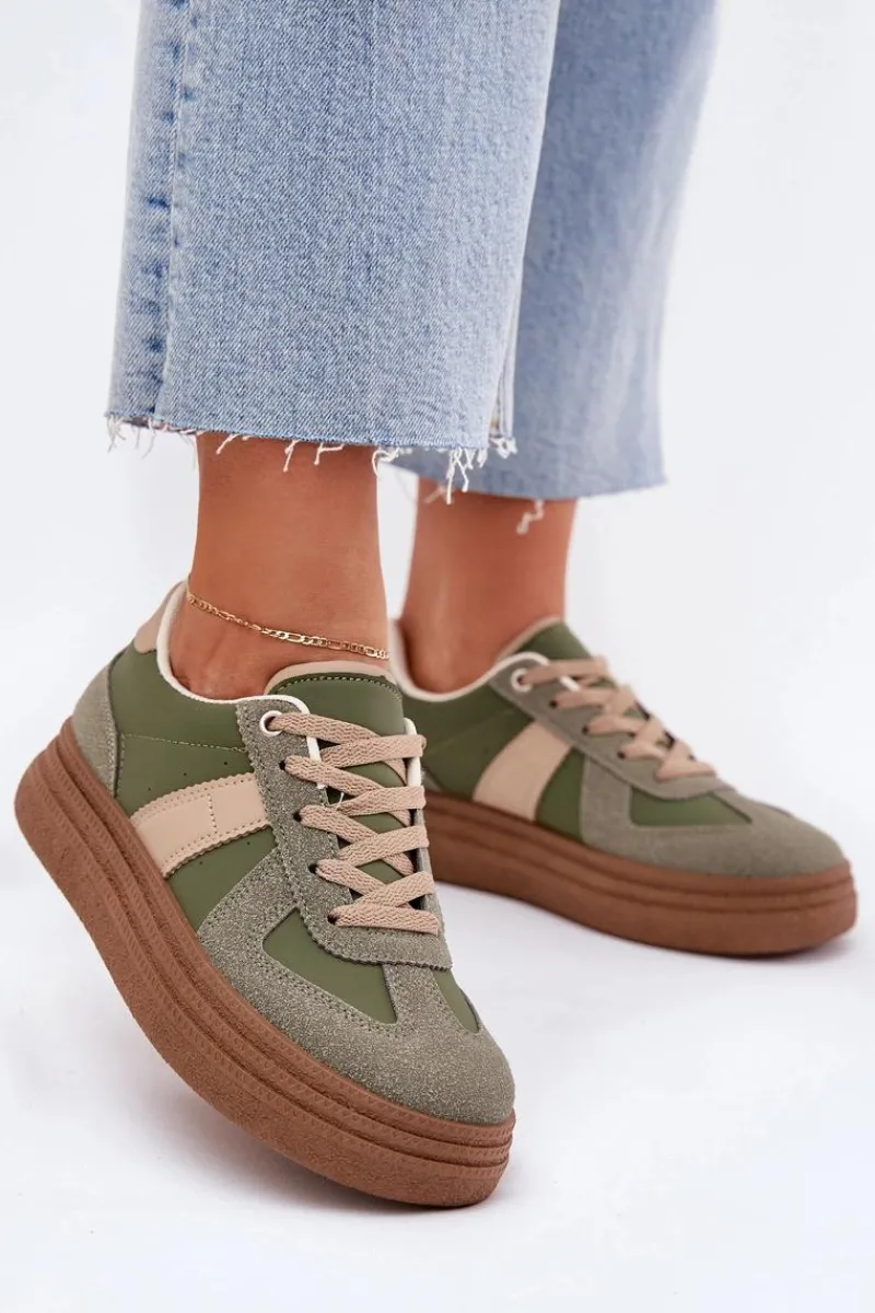 Buty Sportowe Na Platformie|Sneakersy Damskie>Boto Sneakersy Damskie Na Platformie Zielone Dovina