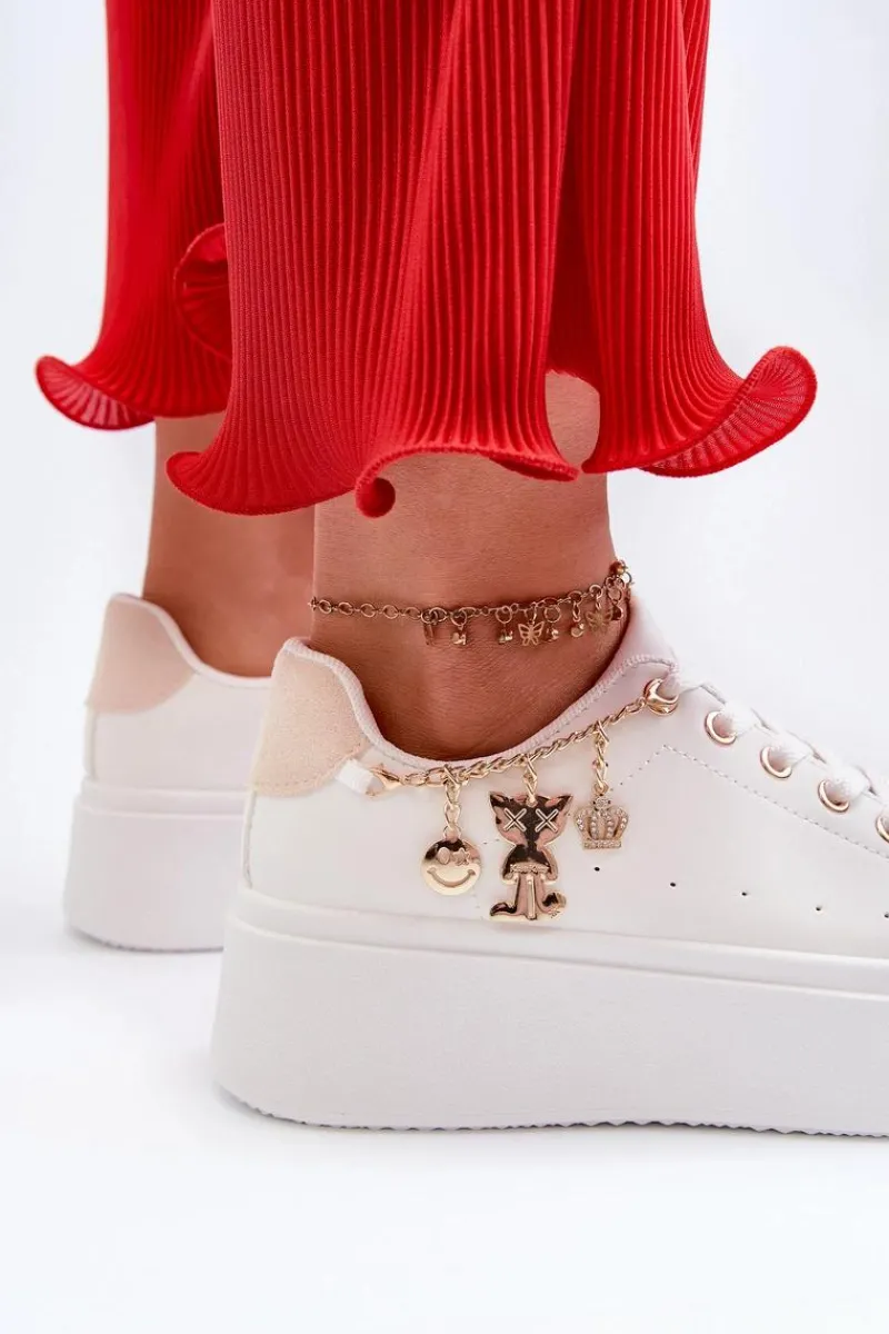 Buty Sportowe Na Platformie|Sneakersy Damskie>Boto Sneakersy Damskie Na Platformie Z Zawieszkami Białe Tivissa Biały