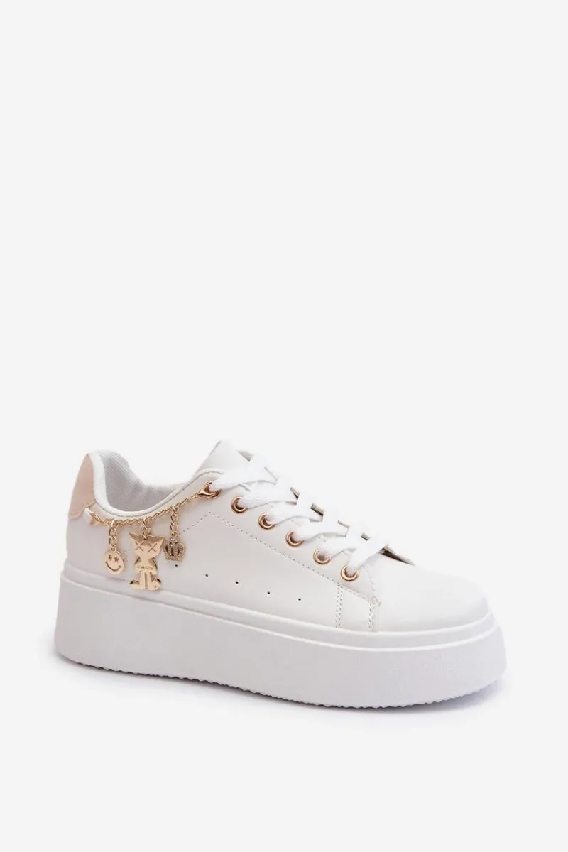 Buty Sportowe Na Platformie|Sneakersy Damskie>Boto Sneakersy Damskie Na Platformie Z Zawieszkami Białe Tivissa Biały