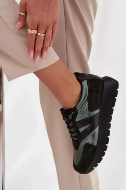 Best Sneakersy Damskie Na Platformie Vinceza 58561 Ciemnozielone Damskie Sneakersy Damskie