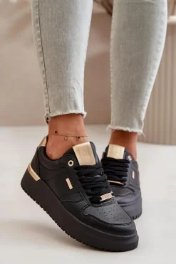 Buty Sportowe Big Star|Sneakersy Damskie>Big Star Shoes Sneakersy Damskie Na Platformie Big Star OO274758 HI-POLY SYSTEM Czarne