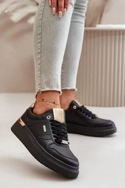 Buty Sportowe Big Star|Sneakersy Damskie>Big Star Shoes Sneakersy Damskie Na Platformie Big Star OO274758 HI-POLY SYSTEM Czarne