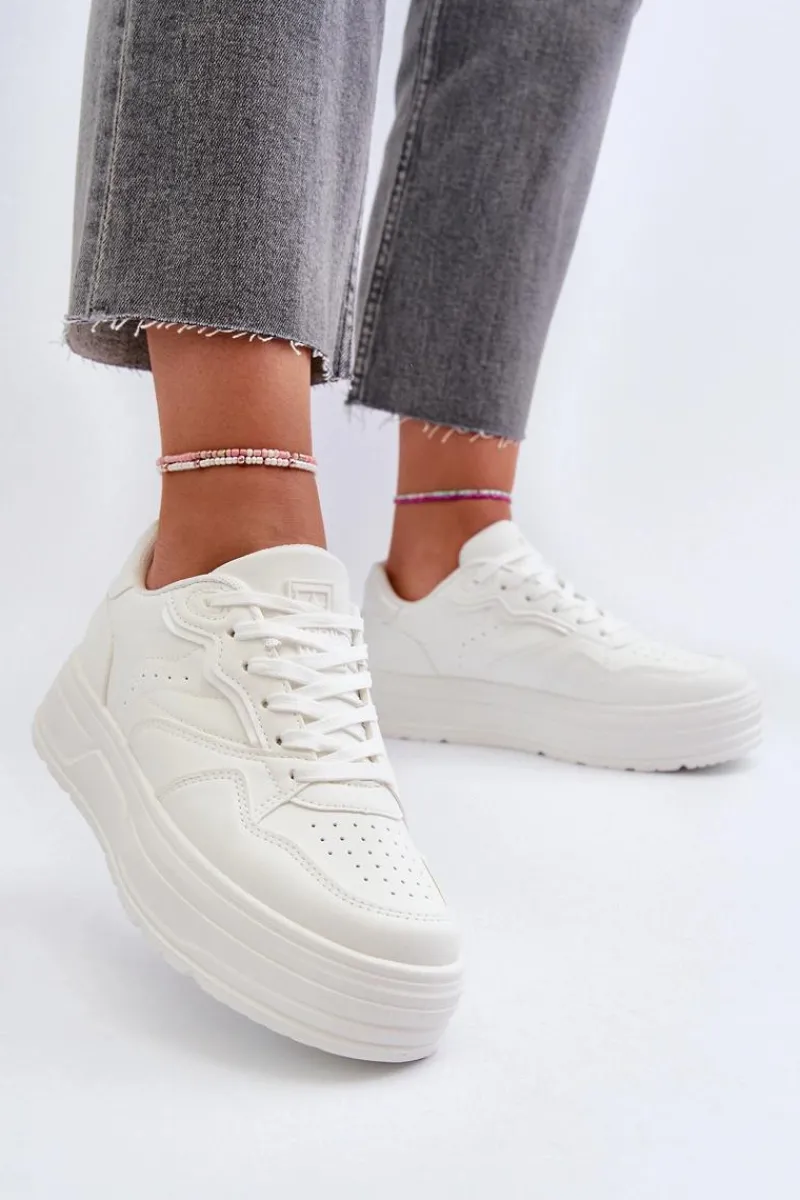 Sneakersy Damskie>Evento Sneakersy Damskie Na Platformie Białe Axivana