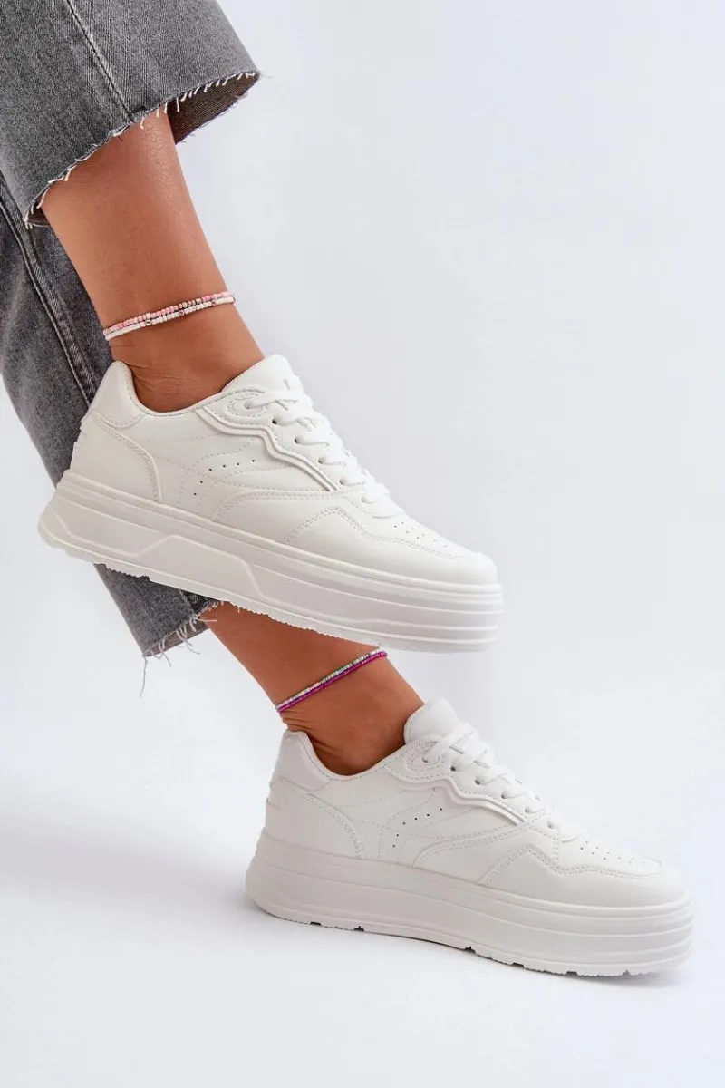 Sneakersy Damskie>Evento Sneakersy Damskie Na Platformie Białe Axivana