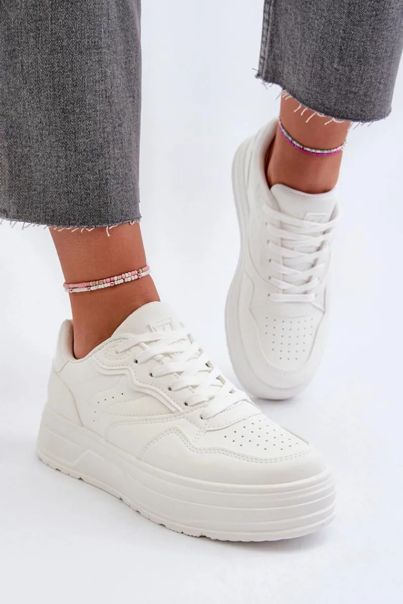 Sneakersy Damskie>Evento Sneakersy Damskie Na Platformie Białe Axivana