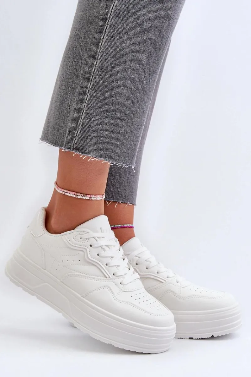 Sneakersy Damskie>Evento Sneakersy Damskie Na Platformie Białe Axivana
