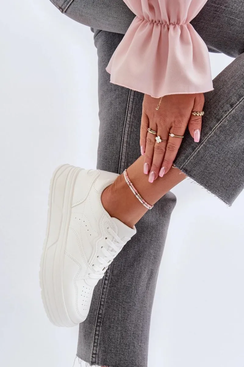 Sneakersy Damskie>Evento Sneakersy Damskie Na Platformie Białe Axivana