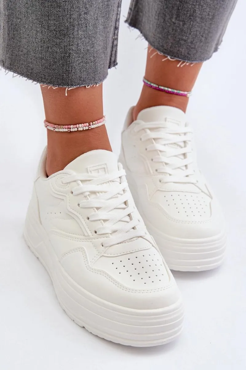 Sneakersy Damskie>Evento Sneakersy Damskie Na Platformie Białe Axivana