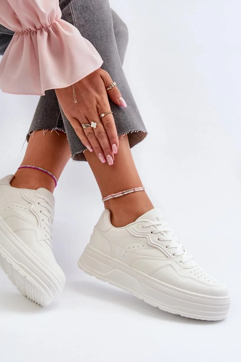 Sneakersy Damskie>Evento Sneakersy Damskie Na Platformie Białe Axivana