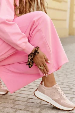 Outlet Sneakersy Damskie Na Platformie Big Star RR274489 Hi-Poly System Różowe Damskie Buty Sportowe Na Platformie|Buty Sportowe Big Star