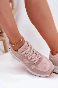 Outlet Sneakersy Damskie Na Platformie Big Star RR274489 Hi-Poly System Różowe Damskie Buty Sportowe Na Platformie|Buty Sportowe Big Star