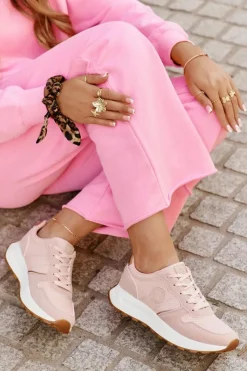 Outlet Sneakersy Damskie Na Platformie Big Star RR274489 Hi-Poly System Różowe Damskie Buty Sportowe Na Platformie|Buty Sportowe Big Star