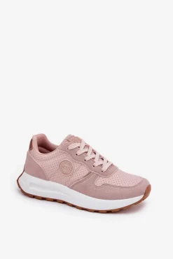 Outlet Sneakersy Damskie Na Platformie Big Star RR274489 Hi-Poly System Różowe Damskie Buty Sportowe Na Platformie|Buty Sportowe Big Star