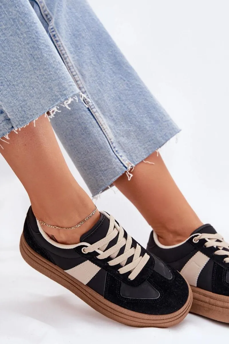 New Sneakersy Damskie Na Platformie Czarne Dovina Damskie Buty Sportowe Na Platformie|Sneakersy Damskie