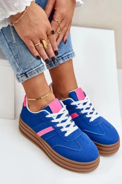 Sneakersy Damskie>Boto Sneakersy Damskie Na Platformie Granatowe Dravinnia
