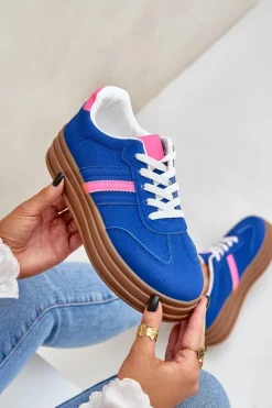 Sneakersy Damskie></noscript>Boto Sneakersy Damskie Na Platformie Granatowe Dravinnia