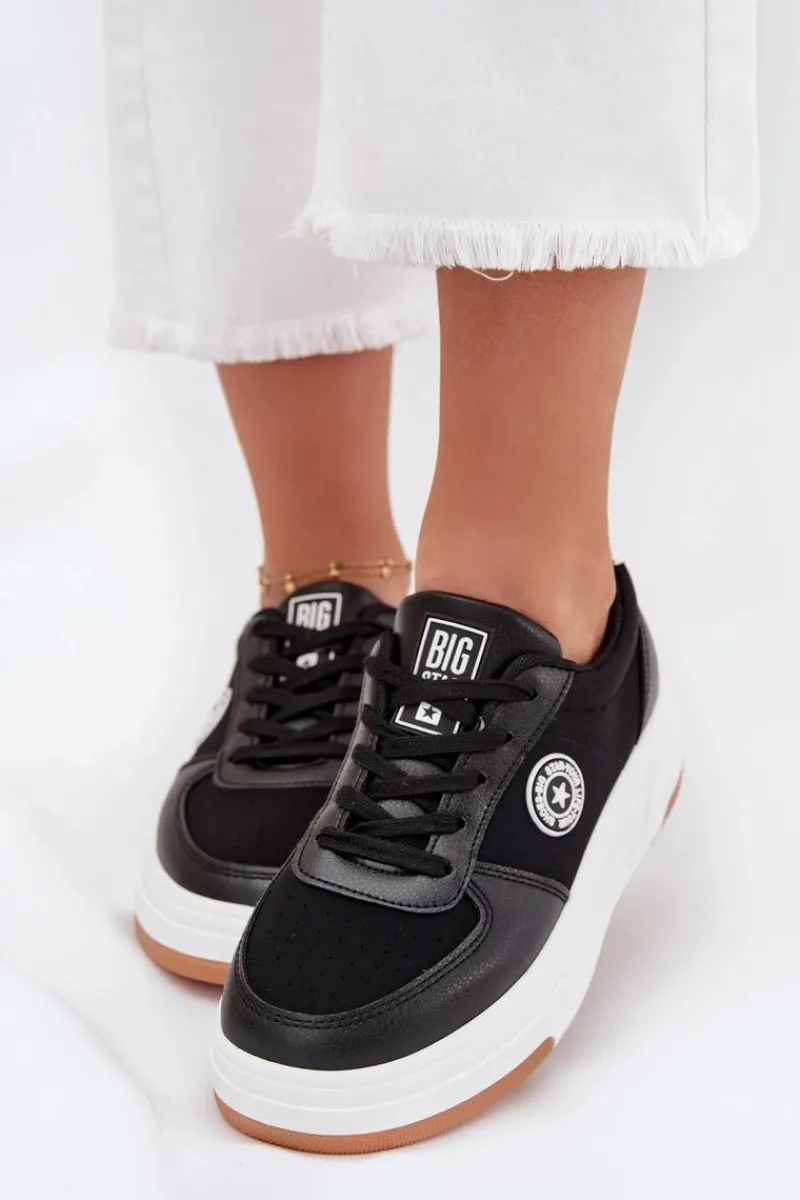 Big Star Shoes Sneakersy Damskie Na Platformie Big Star RR274573 HI-POLY SYSTEM Czarne Czarny
