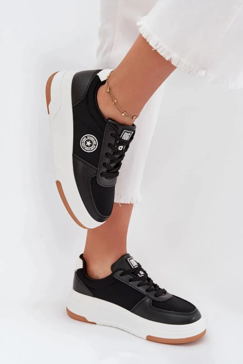 Big Star Shoes Sneakersy Damskie Na Platformie Big Star RR274573 HI-POLY SYSTEM Czarne Czarny