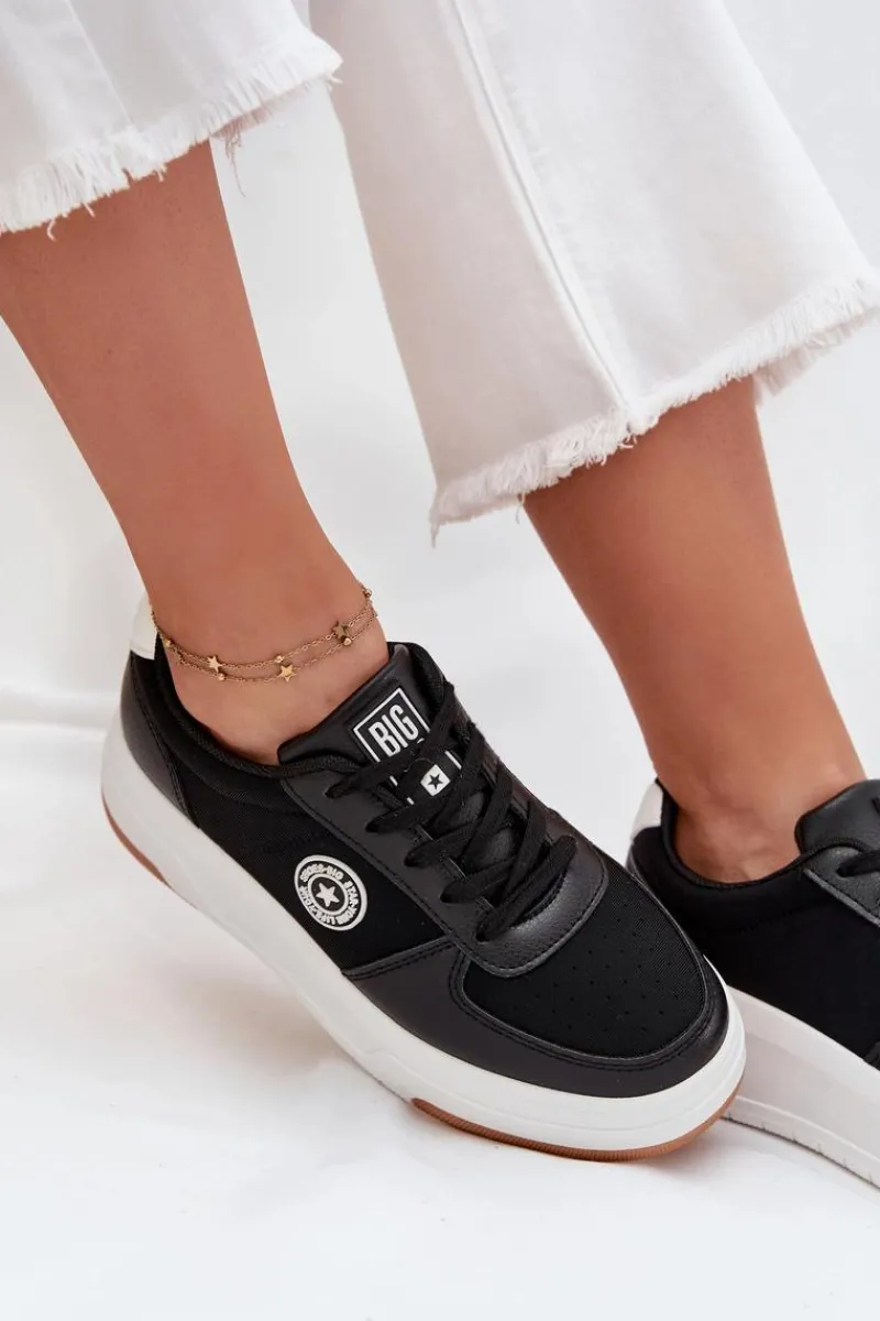 Big Star Shoes Sneakersy Damskie Na Platformie Big Star RR274573 HI-POLY SYSTEM Czarne Czarny