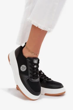 Big Star Shoes Sneakersy Damskie Na Platformie Big Star RR274573 HI-POLY SYSTEM Czarne Czarny