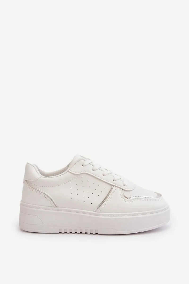 Online Sneakersy Damskie Na Platformie Z Ozdobnym Sznurowaniem Białe Mistra Damskie Sneakersy Damskie
