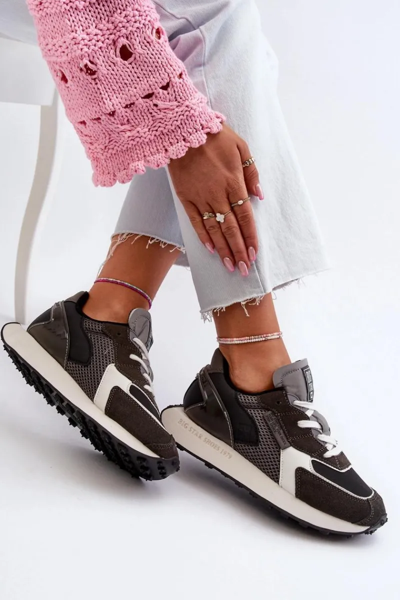 Big Star Shoes Sneakersy Damskie Na Platformie Memory Foam System Big Star NN274683 Czarne