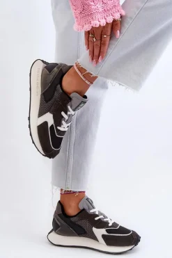 Big Star Shoes Sneakersy Damskie Na Platformie Memory Foam System Big Star NN274683 Czarne