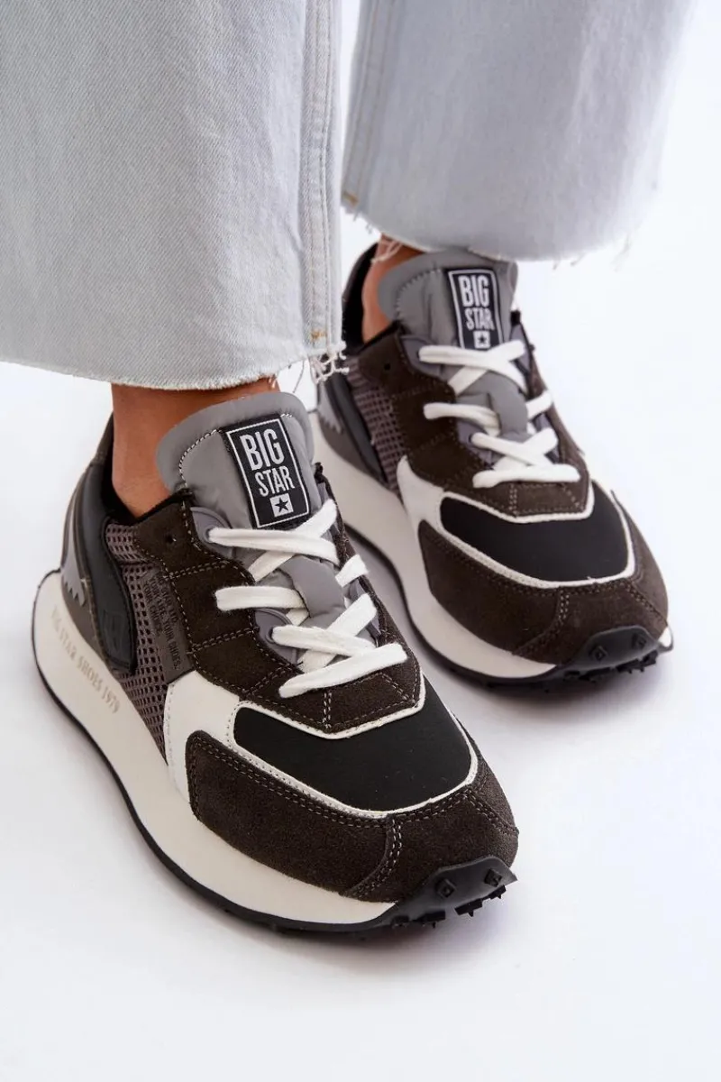 Big Star Shoes Sneakersy Damskie Na Platformie Memory Foam System Big Star NN274683 Czarne