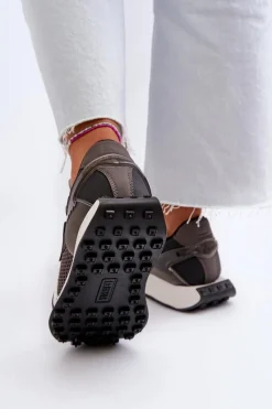 Big Star Shoes Sneakersy Damskie Na Platformie Memory Foam System Big Star NN274683 Czarne