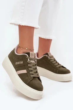 Buty Sportowe Big Star|Sneakersy Damskie>Big Star Shoes Sneakersy Damskie Na Platformie Big Star SS274349 Zielone