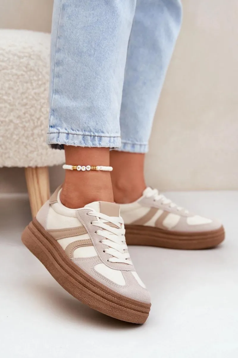 Buty Sportowe Na Platformie|Sneakersy Damskie>Boto Sneakersy Damskie Na Platformie Ciemnobeżowe Lesida
