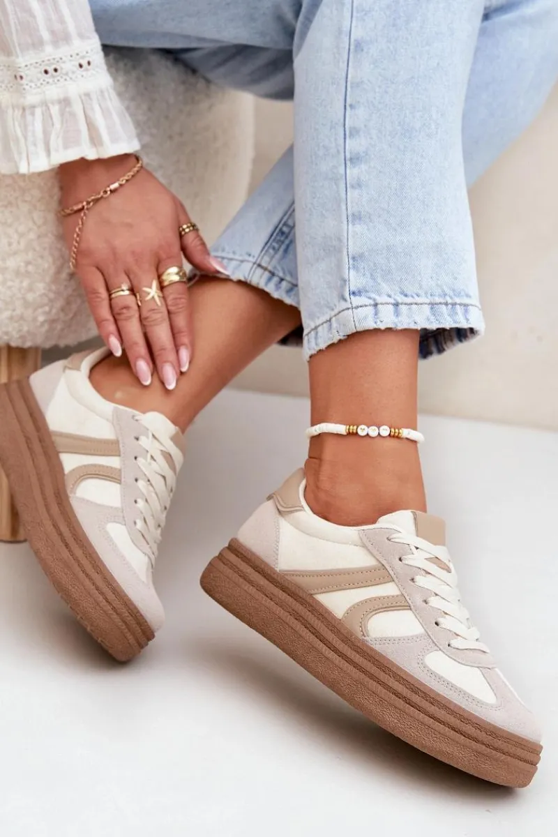 Buty Sportowe Na Platformie|Sneakersy Damskie>Boto Sneakersy Damskie Na Platformie Ciemnobeżowe Lesida