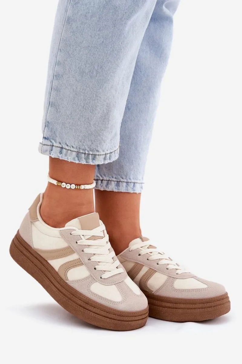 Buty Sportowe Na Platformie|Sneakersy Damskie>Boto Sneakersy Damskie Na Platformie Ciemnobeżowe Lesida