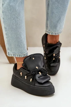 Sneakersy Damskie>Boto Sneakersy Damskie Na Platformie Czarne Dolistana Czarny