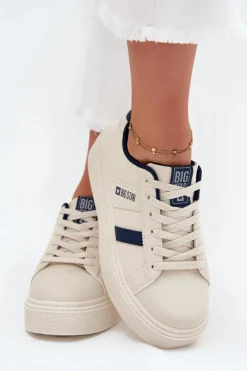 Online Sneakersy Damskie Na Platformie Big Star SS274347 Jasnobeżowe Damskie Buty Sportowe Big Star|Sneakersy Damskie