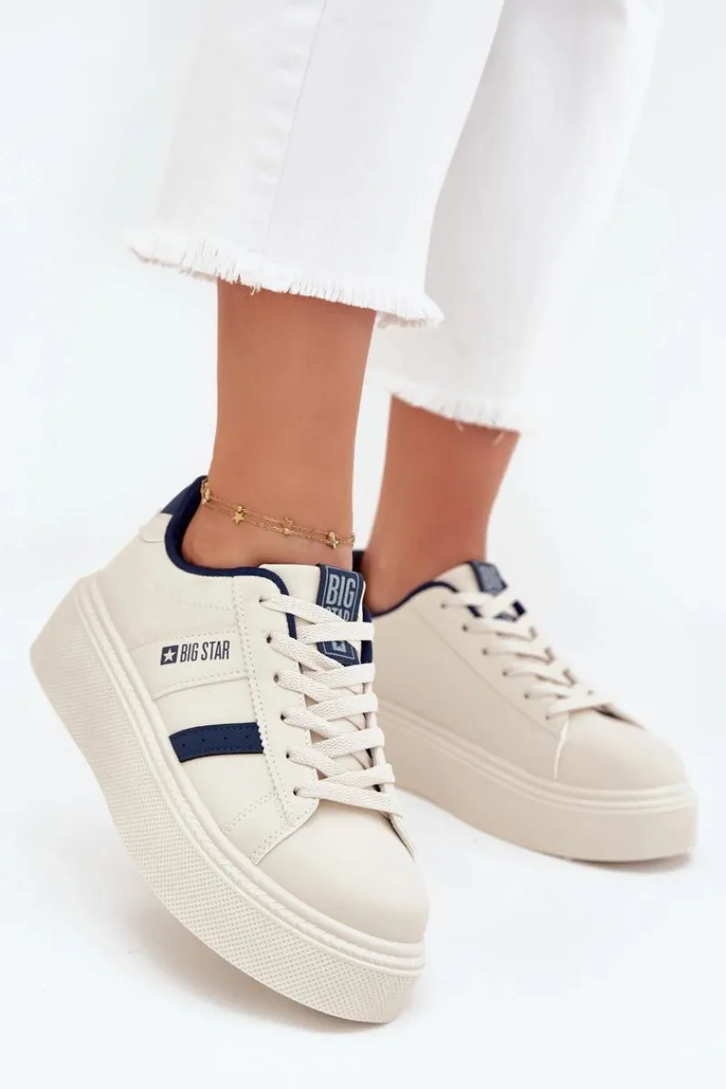 Online Sneakersy Damskie Na Platformie Big Star SS274347 Jasnobeżowe Damskie Buty Sportowe Big Star|Sneakersy Damskie