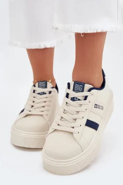 Online Sneakersy Damskie Na Platformie Big Star SS274347 Jasnobeżowe Damskie Buty Sportowe Big Star|Sneakersy Damskie