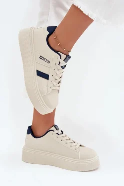 Online Sneakersy Damskie Na Platformie Big Star SS274347 Jasnobeżowe Damskie Buty Sportowe Big Star|Sneakersy Damskie