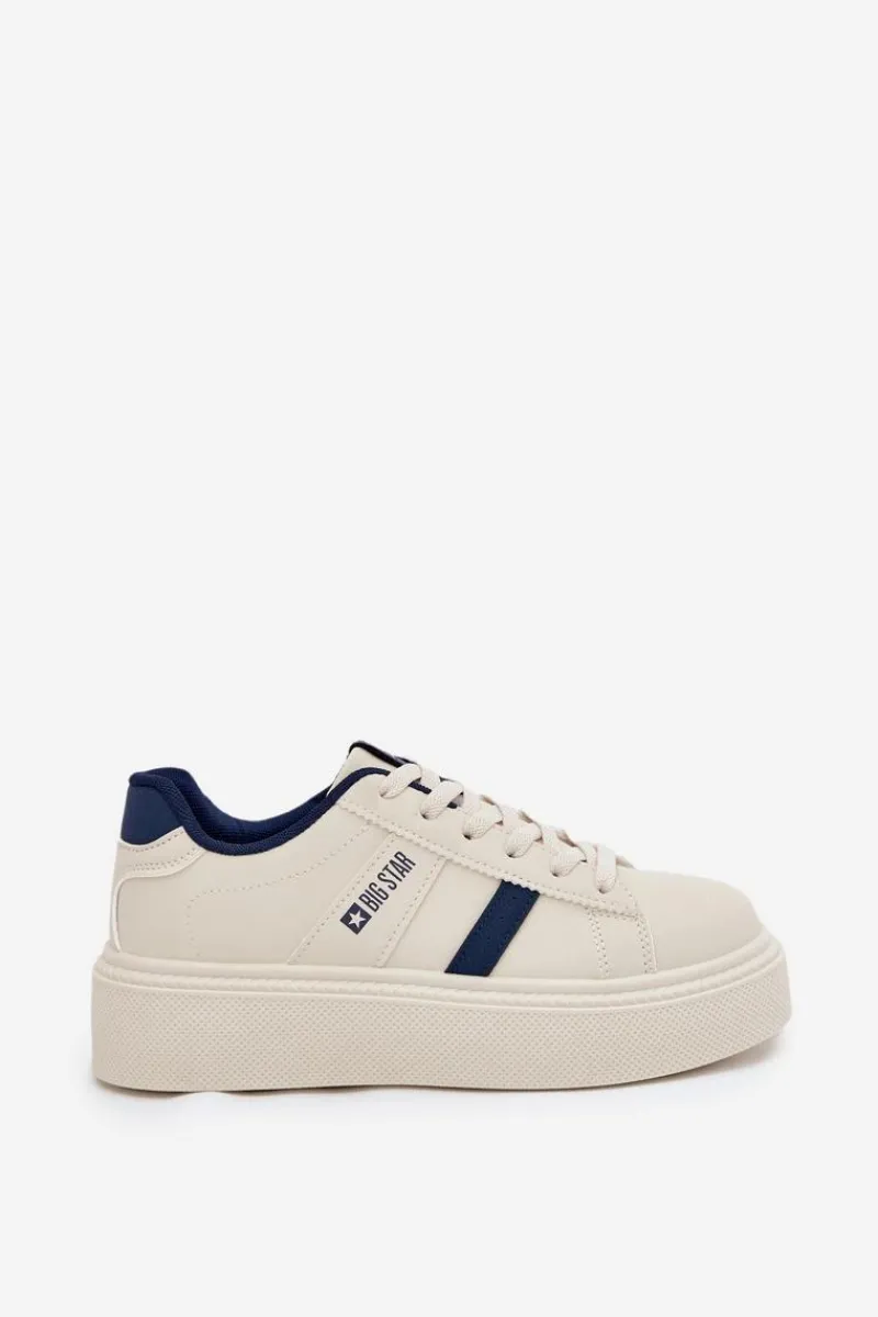 Online Sneakersy Damskie Na Platformie Big Star SS274347 Jasnobeżowe Damskie Buty Sportowe Big Star|Sneakersy Damskie