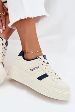 Online Sneakersy Damskie Na Platformie Big Star SS274347 Jasnobeżowe Damskie Buty Sportowe Big Star|Sneakersy Damskie
