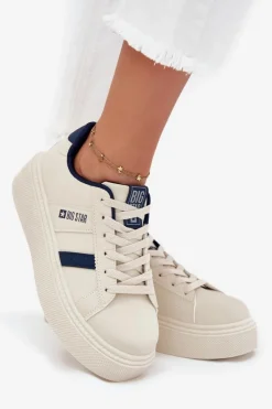 Online Sneakersy Damskie Na Platformie Big Star SS274347 Jasnobeżowe Damskie Buty Sportowe Big Star|Sneakersy Damskie