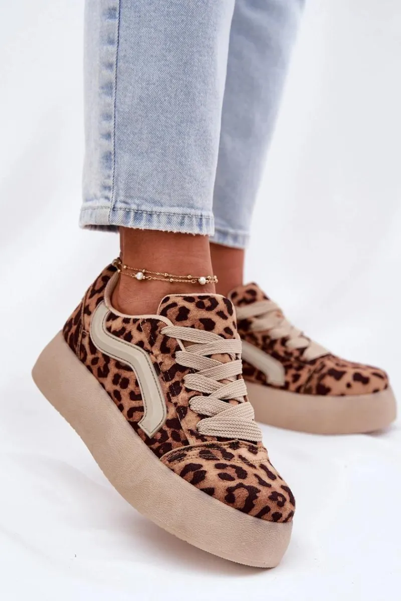 Buty Sportowe Na Platformie|Sneakersy Damskie>Boto Sneakersy Damskie Na Platformie Panterka Tellnira Beżowy