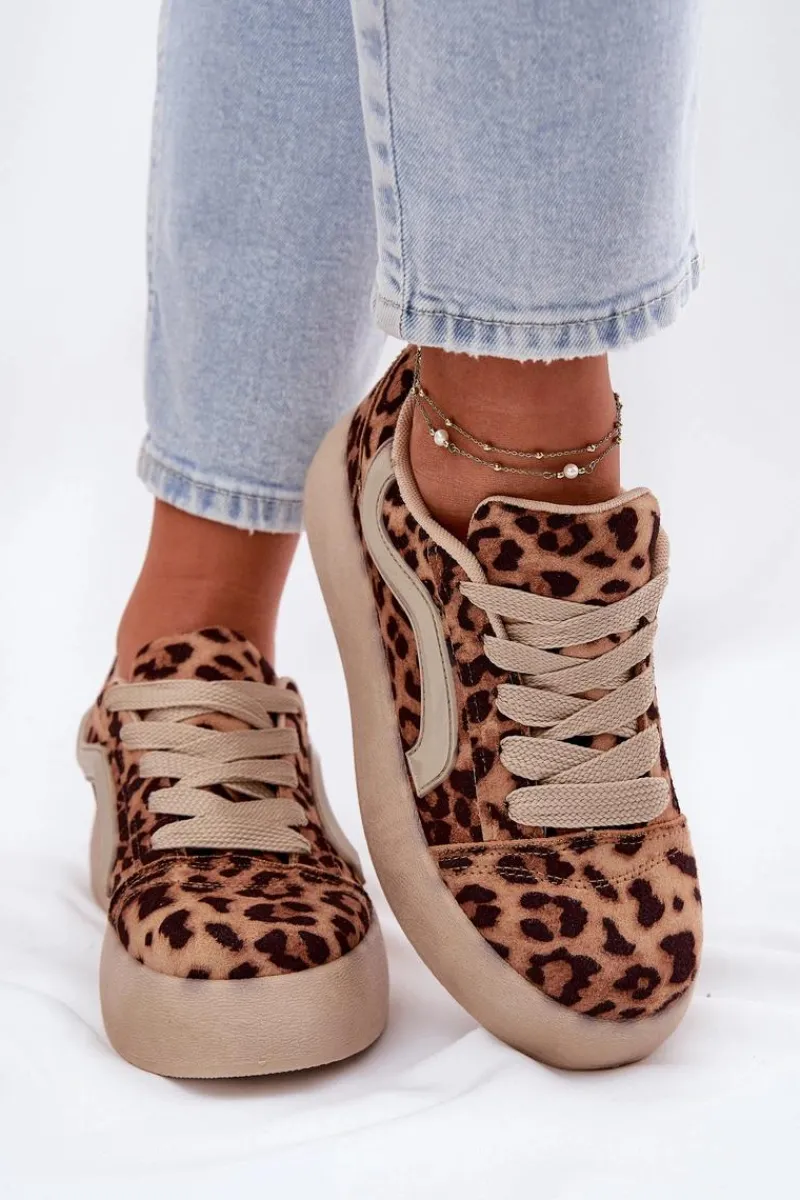 Buty Sportowe Na Platformie|Sneakersy Damskie>Boto Sneakersy Damskie Na Platformie Panterka Tellnira Beżowy